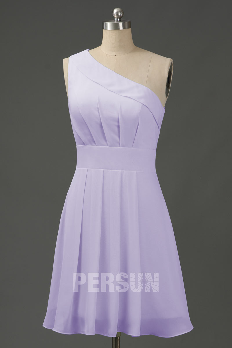 robe de cocktail courte lilas courte asymétrique simple