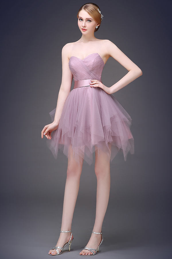 Mini robe parme bustier cœur cocktail effet fantasie