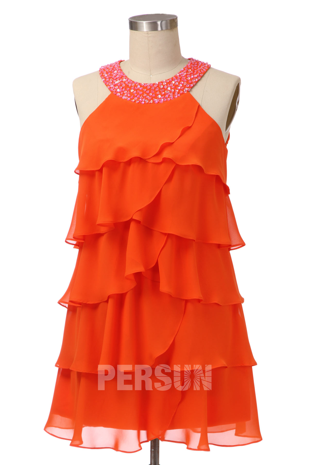 Robe de cocktail à volants en mousseline