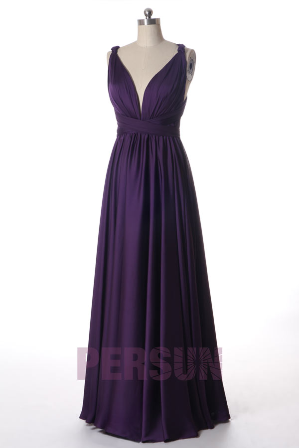 robe de soirée longue sexy col v plongeant 