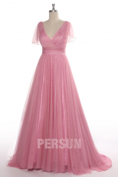 Robe de mariage épurée col en V à coupe bohème