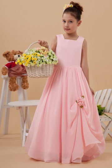 Robe de cérémonie fille décolleté carré plissée