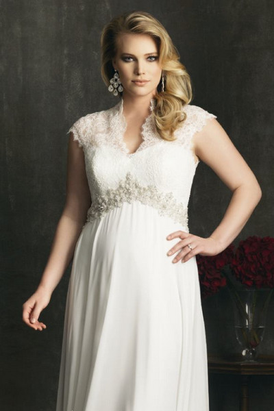 robe de mariage grande taille empire en dentelle