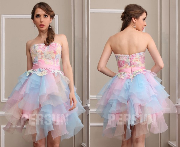 Robe tutu bustier pour anniversaire en organza colorée