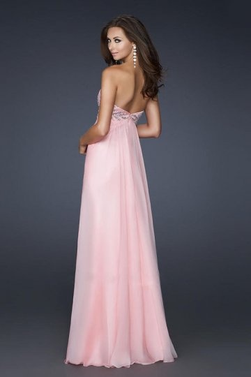 Robe de bal de promo rose longue en Tencel bustier strass