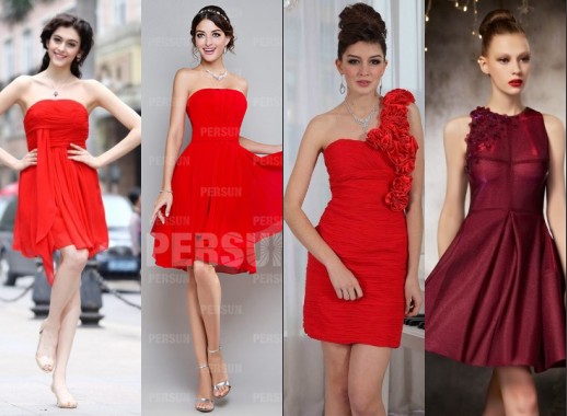 Brillante robe de bal rouge courte