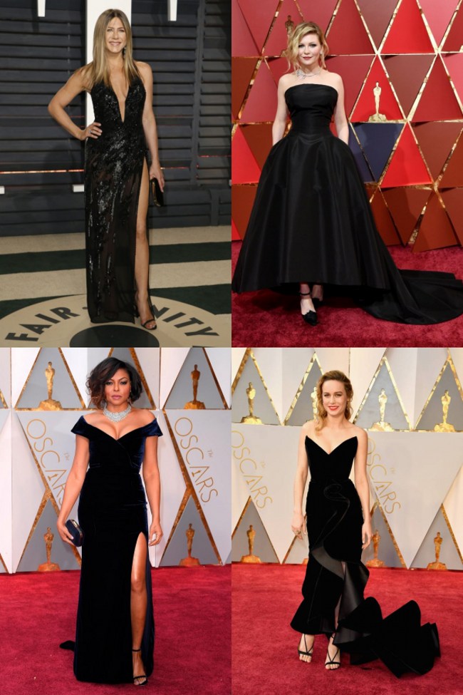 Jennifer Aniston, Kirsten Dunst,Taraji P. Henson et Brie Larson robe noire sexy oscar 2017