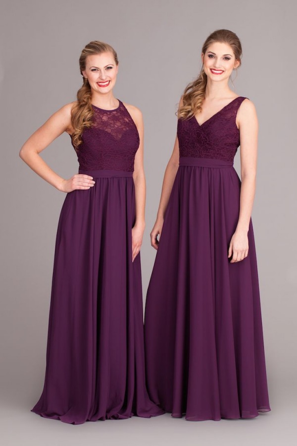 Robes longues en violet pour cocktail mariage