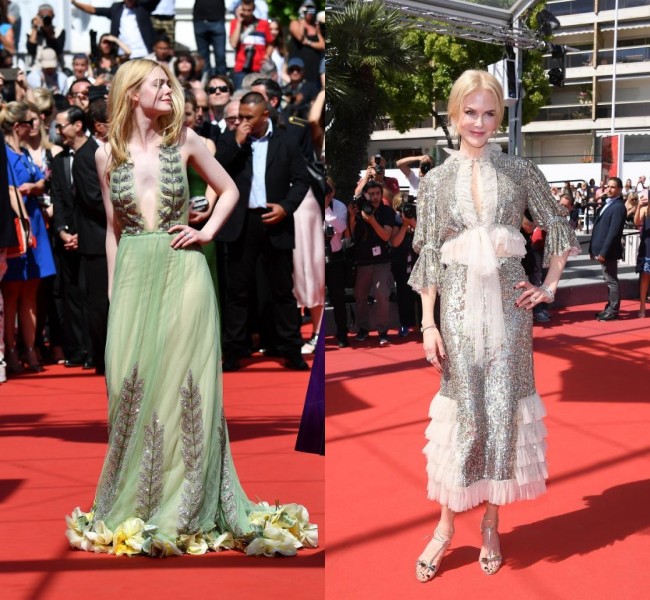 Elle Fanning robe verte & Nicole Kidman robe midi