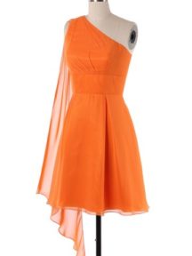 simple robe orange asymétrique pour demoiselle d'honneur