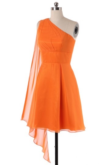 simple robe orange asymétrique pour demoiselle d'honneur