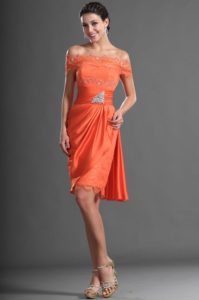 robe de cérémonie orange chic à épaule dénudée