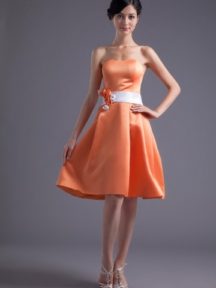 robe de soirée orange courte bustier vague pour mariage