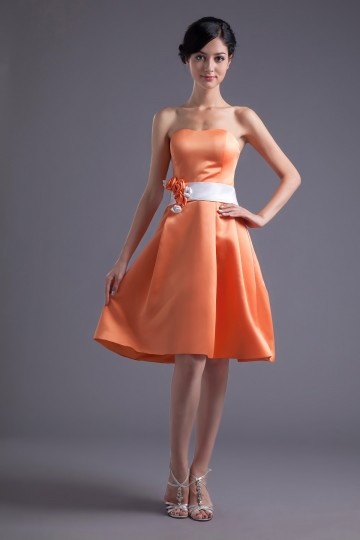 robe de soirée orange courte bustier vague pour mariage