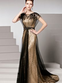 robe longue de soirée bicolore avec paillettes