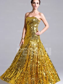 robe de soirée dorée longue en sequin