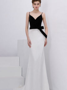 robe de soirée simple noire et blanche