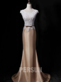 robe de soirée sirène champagne et blanche