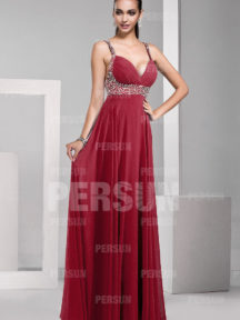 robe de soirée bordeaux sexu orné de strass