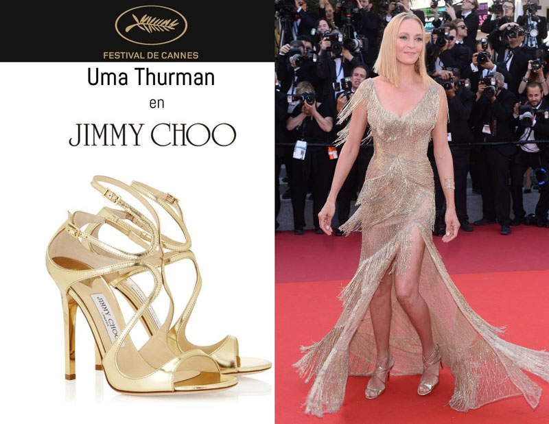 Uma Thurman en sandales Lance signées Jimmy Choo