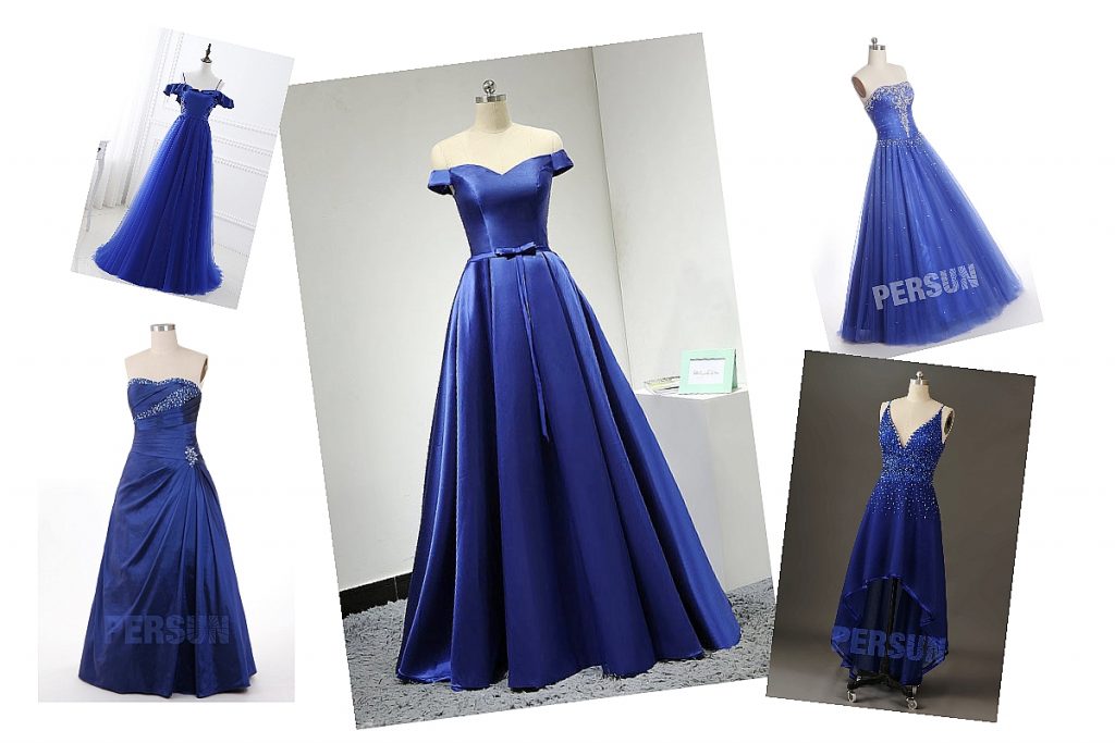 robes de soirée bleues longue différentes styles