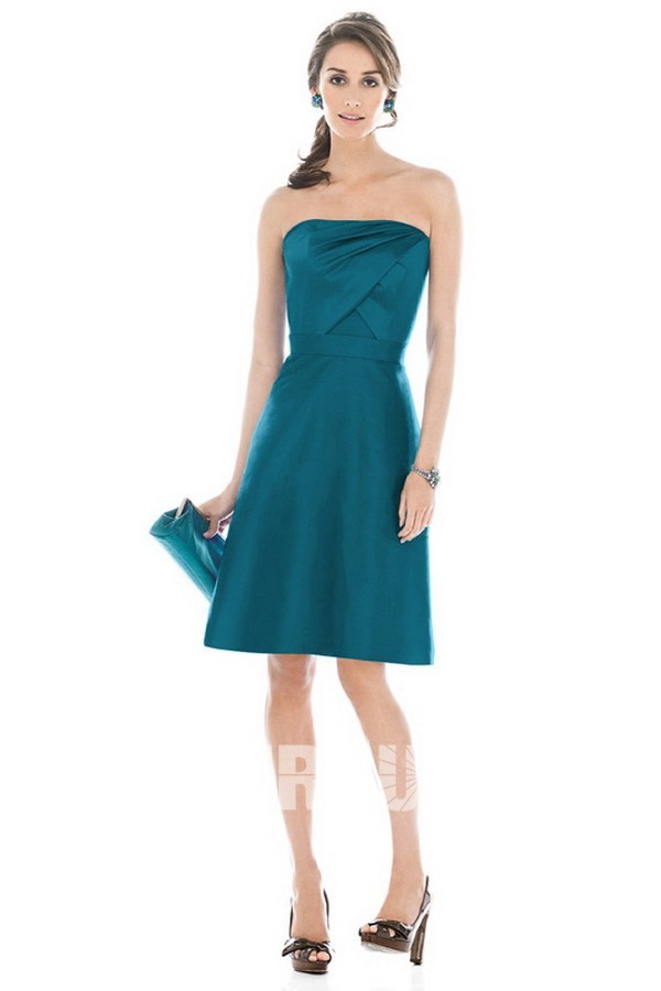 robe de soirée vert courte simple bustier droit